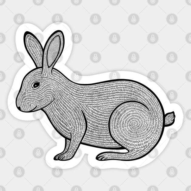 Rabbit Ink Art - cool and cute animal design (on white) Sticker by Green Paladin